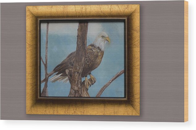 Young Bird Eagle Wood Print featuring the painting Young Eagle by Kathy Knopp
