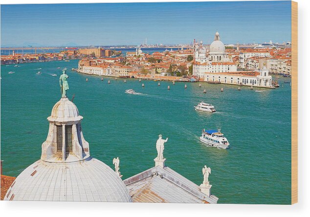 Landscape Wood Print featuring the photograph Aerial View Of Venice From San Giorgio #1 by Jan Wlodarczyk
