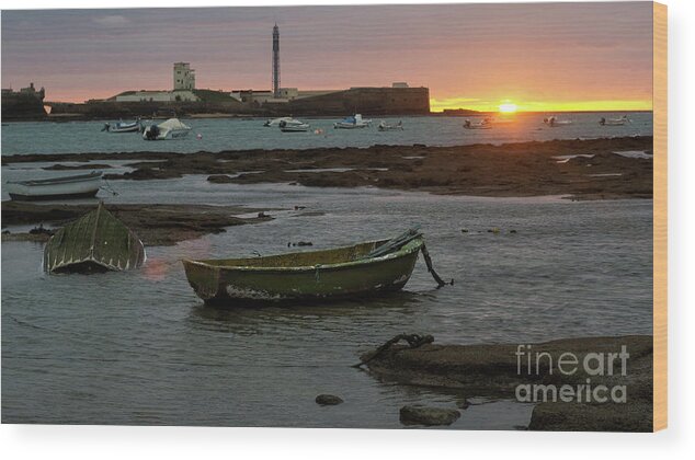 Relax Wood Print featuring the photograph Beached Boats at Sunset Cadiz Spain #1 by Pablo Avanzini