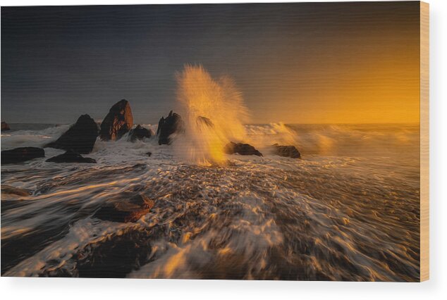 Wave Wood Print featuring the photograph Breaking Waves #1 by Takafumi Yamashita