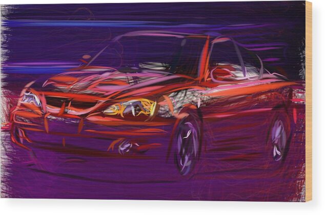 Pontiac Wood Print featuring the digital art Pontiac Grand Am Coupe Draw #1 by CarsToon Concept
