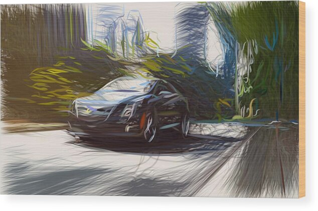 Cadillac Wood Print featuring the digital art Cadillac ELR Draw #3 by CarsToon Concept