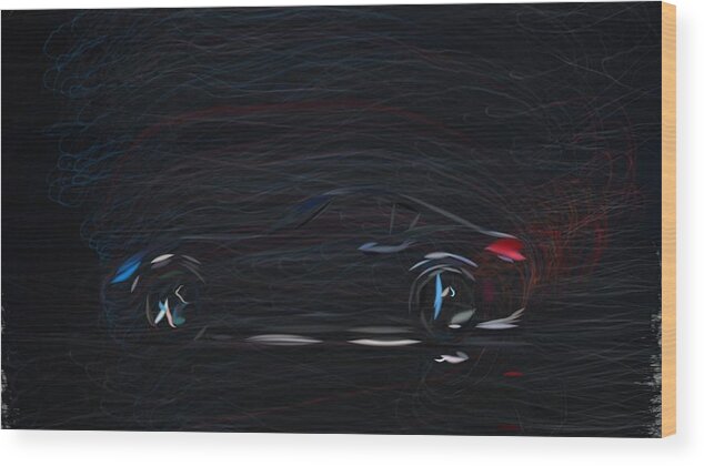 Mazda Wood Print featuring the digital art Mazda MX 5 RF Kuro Draw #3 by CarsToon Concept