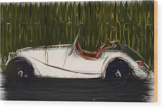 Morgan Wood Print featuring the digital art Morgan Roadster Draw #2 by CarsToon Concept