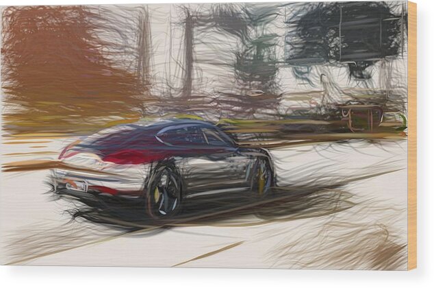 Porsche Wood Print featuring the digital art Porsche Panamera Turbo S Drawing #3 by CarsToon Concept