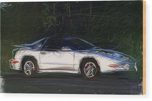 Pontiac Wood Print featuring the digital art Pontiac Firebird Trans Am Draw #23 by CarsToon Concept