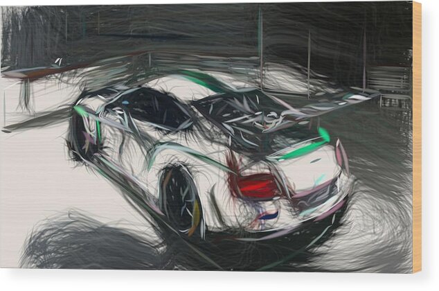 Bentley Wood Print featuring the digital art Bentley Continental GT3 Drawing #4 by CarsToon Concept