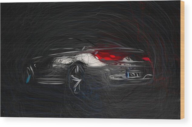 Bmw Wood Print featuring the digital art BMW M6 Gran Coupe Drawing #4 by CarsToon Concept