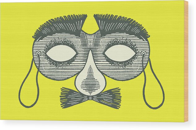 Campy Wood Print featuring the drawing Mask #4 by CSA Images