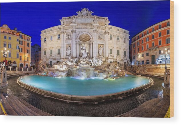 Cityscape Wood Print featuring the photograph Rome, Italy Overlooking Trevi Fountain #4 by Sean Pavone