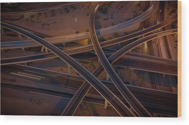 Sun Wood Print featuring the photograph Arizona Highway Exchange by Anthony Giammarino