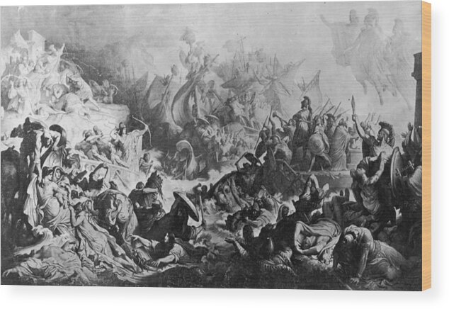 Aegina Wood Print featuring the photograph Battle Of Salamis by Hulton Archive