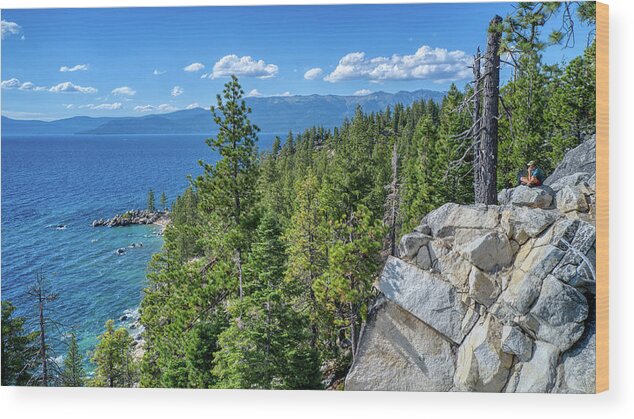 Lake Tahoe Wood Print featuring the photograph Blue Sky Turquoise Waters Lake Tahoe by Anthony Giammarino