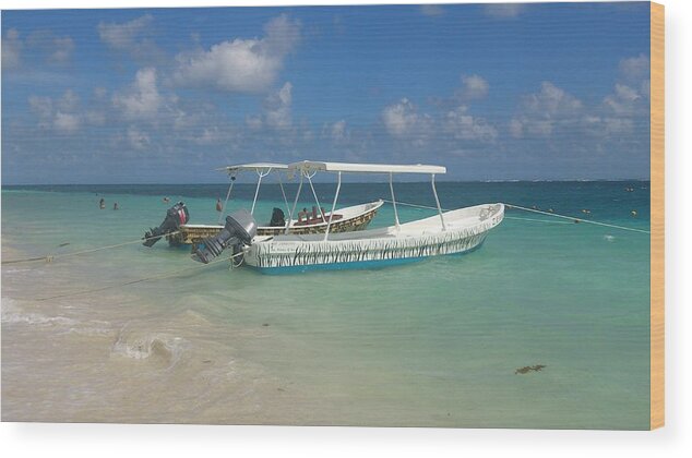 Mexico Wood Print featuring the photograph Boats in Playa del Carmen by Alexandra Vusir