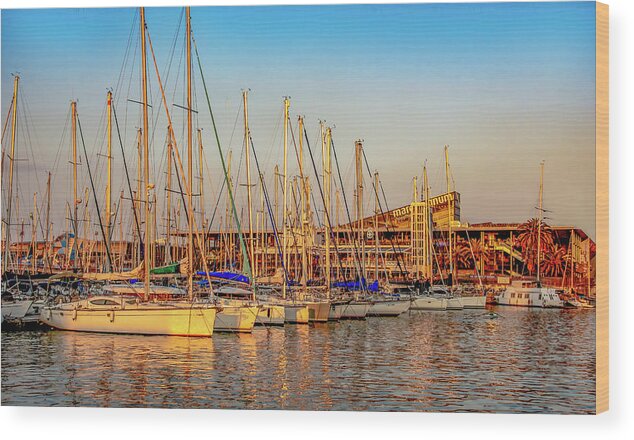 Barcelona Wood Print featuring the photograph Boats of Barcelona by Marcy Wielfaert