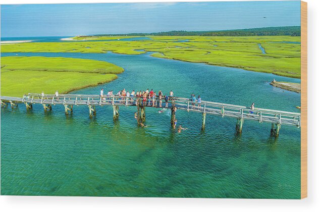 Cape Cod Wood Print featuring the photograph Cape Cod Bridge Jumping by Veterans Aerial Media LLC