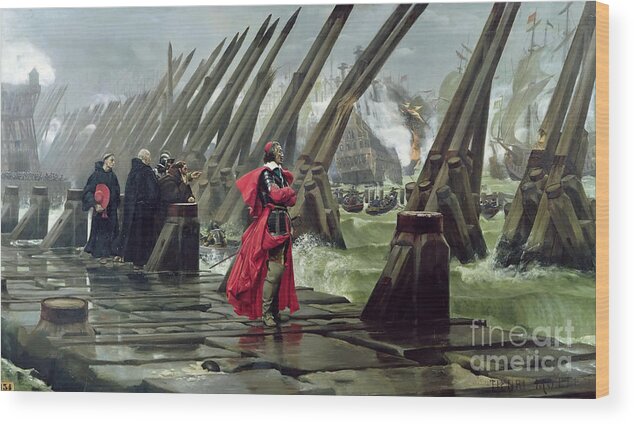 Oil Painting Wood Print featuring the drawing Cardinal Richelieu At The Siege Of La by Heritage Images