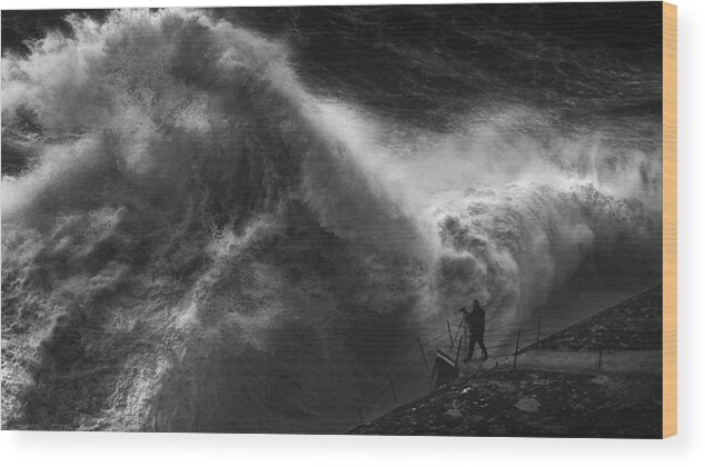 Sea Wood Print featuring the photograph Chasing The Sea Storm by Paolo Lazzarotti