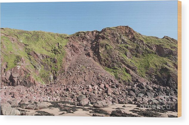 Cliff Wood Print featuring the photograph Cliff Rockfall At West Dale Beach by Andy Davies/science Photo Library