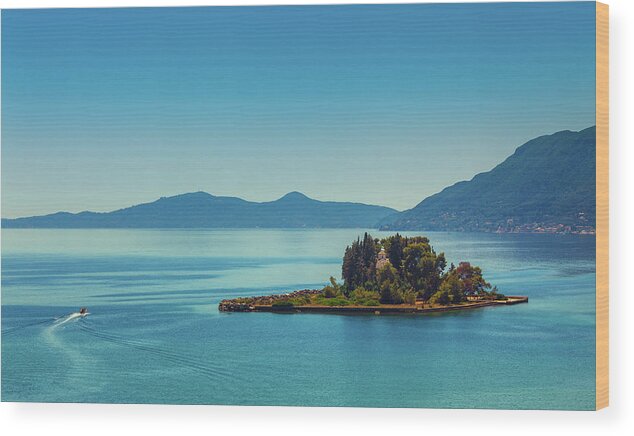 Water's Edge Wood Print featuring the photograph Corfu Island Scenics by Thepalmer