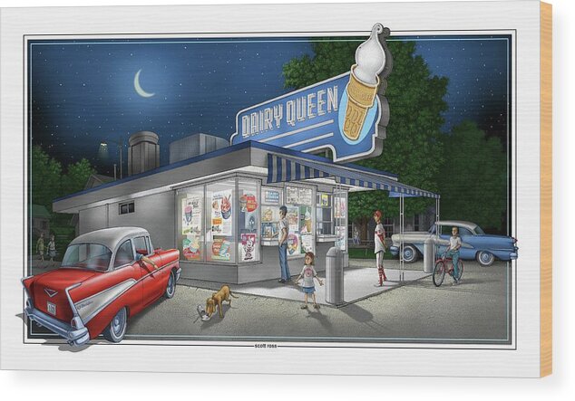 Nostalgia Wood Print featuring the digital art Dairy Queen by Scott Ross