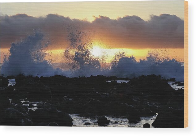 Wave Wood Print featuring the photograph Dancing Waves by Bari Rhys