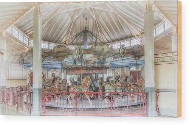 Carousel Wood Print featuring the photograph Dentzel Carousel by Susan Rissi Tregoning
