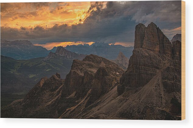 Dolomites Wood Print featuring the photograph Dolomites Sunset by Ning Lin