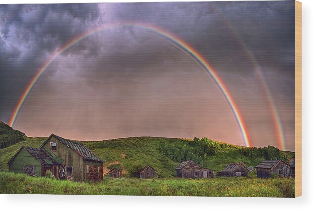 Rainbow Wood Print featuring the photograph Double Rainbow Rebirth by Dave Dilli