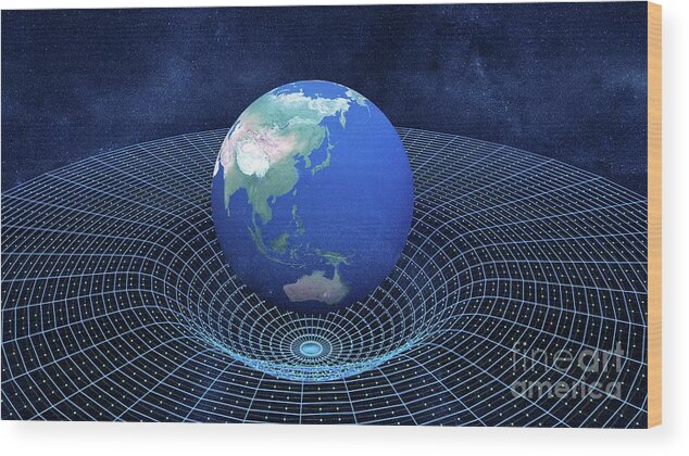 Nobody Wood Print featuring the photograph Earth Warping Spacetime by Design Cells/science Photo Library