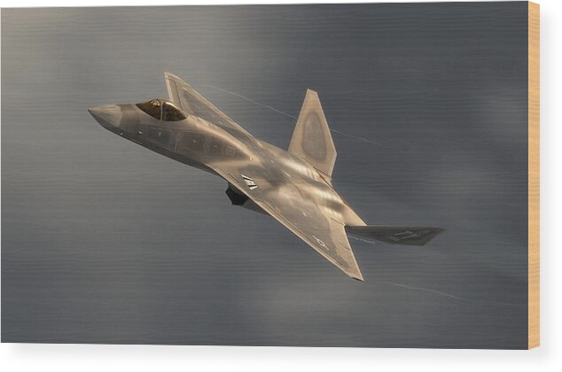 F-23 Wood Print featuring the digital art F-23A Black Widow II by Adam Burch
