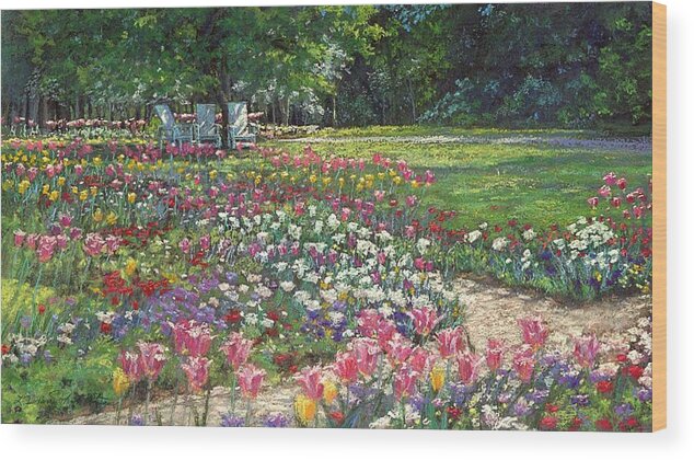 Garden Painting Wood Print featuring the painting Favorite Place by L Diane Johnson