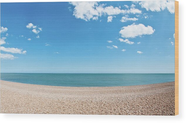 Tranquility Wood Print featuring the photograph Fish Eye View Of Beach And Sky by George Imrie Photography