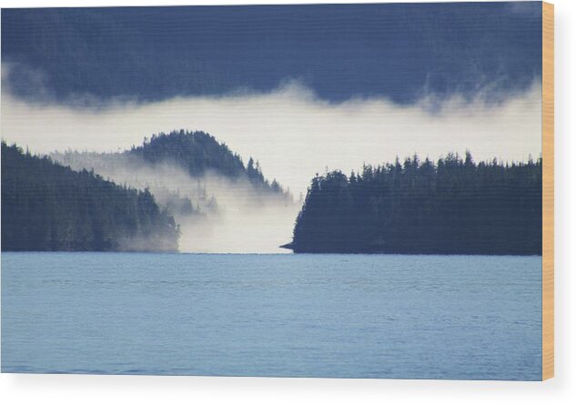 Fog Wood Print featuring the photograph Fog Narrows by Fred Bailey