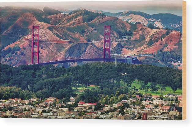 Twin Peaks Wood Print featuring the photograph Golden Gate From Twin Peaks by Doug Sturgess