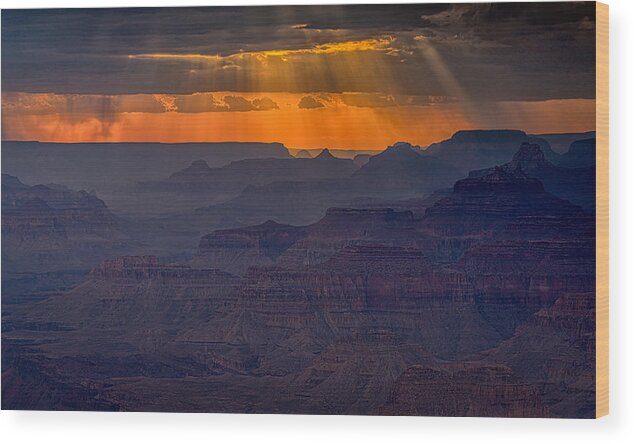 Grand Wood Print featuring the photograph Grand Canyon Sunset by Ning Lin