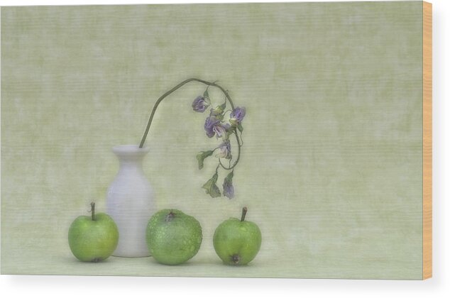 Still Life Wood Print featuring the photograph Green Apples by Marie-anne Stas