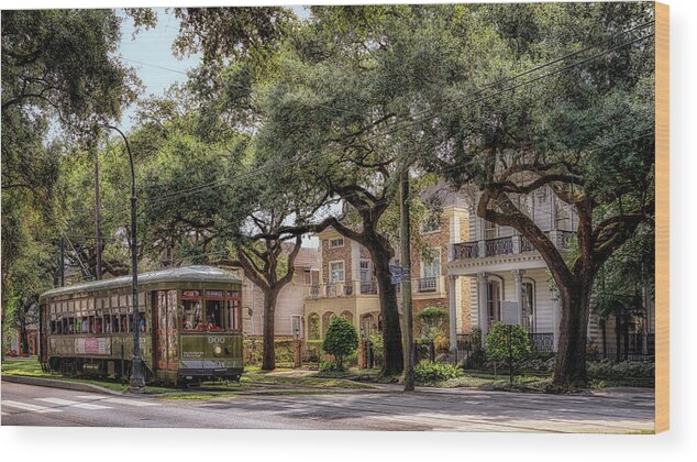 Garden District Wood Print featuring the photograph Historic St. Charles Streetcar by Susan Rissi Tregoning