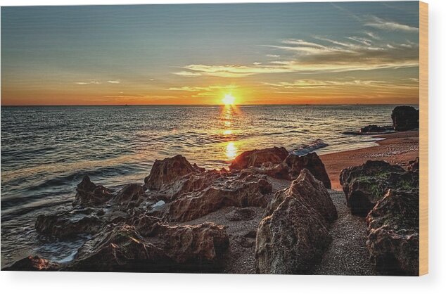 Beach Wood Print featuring the photograph House of Refuge Beach 7 by Steve DaPonte