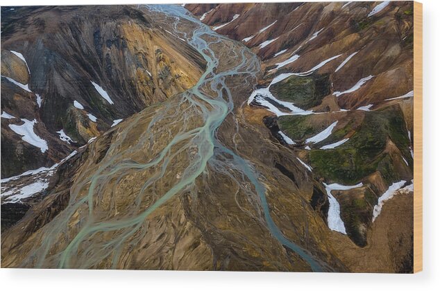 River
Snow
Mountain
Valley
Iceland
Highland Wood Print featuring the photograph Iceland River Confluence by James Bian