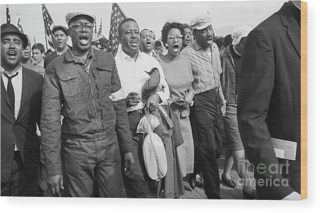 Marching Wood Print featuring the photograph King And Abernathy Marching by Bettmann