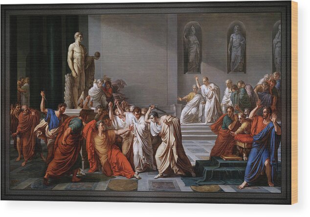La Morte Di Cesare Wood Print featuring the painting La morte di Cesare or The Assassination of Julius Caesar by Vincenzo Camuccini by Rolando Burbon