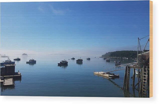 Lobster Wood Print featuring the digital art Lobster Boats on Burnt Coat Harbor by Juliett Fox