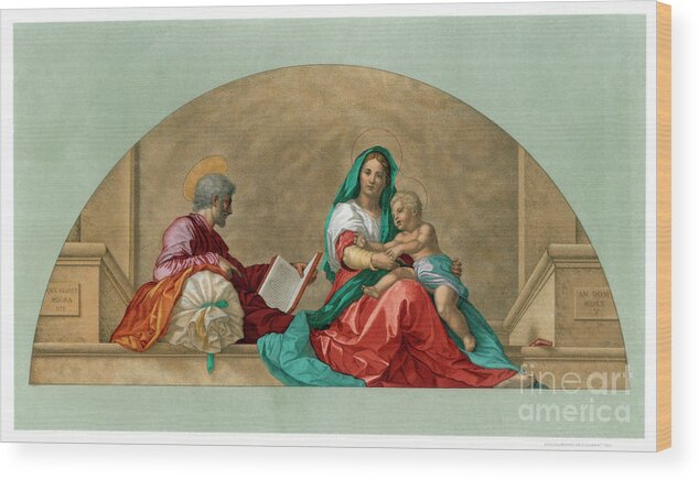 Child Wood Print featuring the drawing Madonna Del Sacco Madonna by Print Collector