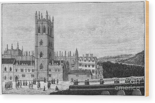 Engraving Wood Print featuring the drawing Magdalen College, Oxford, 17th Century by Print Collector