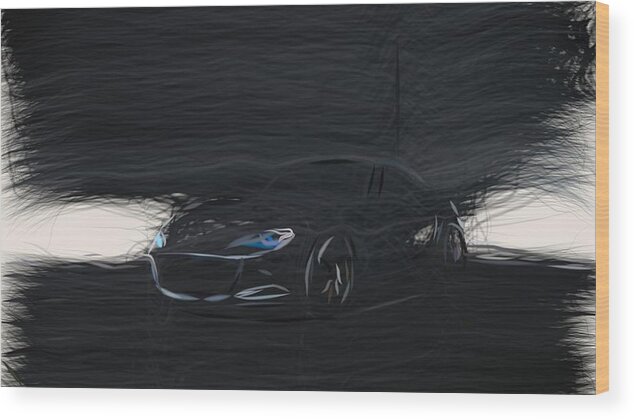 Mazda Wood Print featuring the digital art Mazda MX 5 RF Kuro Draw by CarsToon Concept