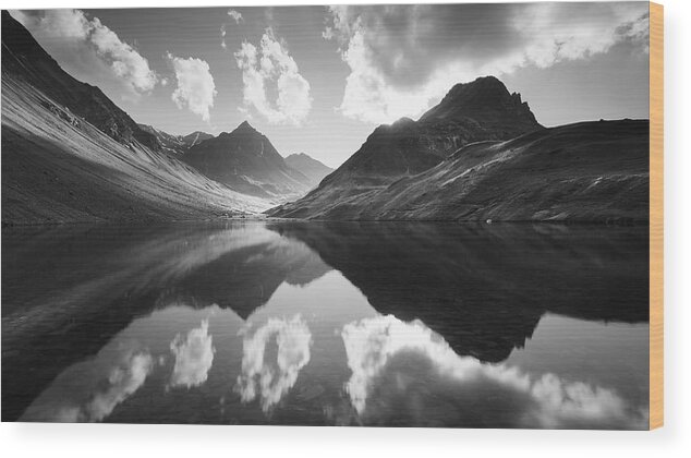 Landscape Wood Print featuring the photograph Mountain Reflection by Burim Muqa