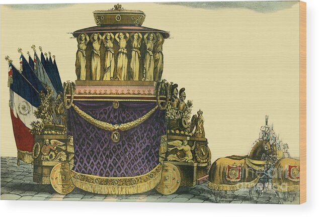 Engraving Wood Print featuring the drawing Napoleons Funeral Carriage by Print Collector