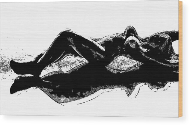 Black-and-white Wood Print featuring the photograph Nude Art Bw 1 by Jorg Becker