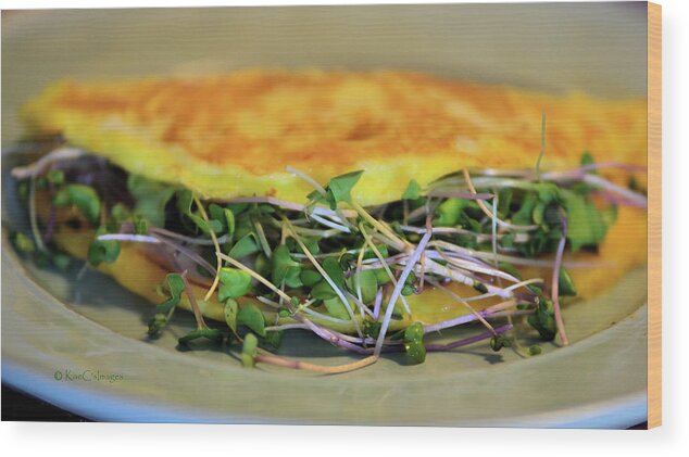Food Wood Print featuring the photograph Omelette With Sprouts by Kae Cheatham